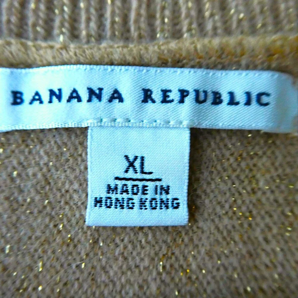 LaMBSWool ANGoRRa Banana Republic Sweater Pullover Beige Ribbed Crewneck XL